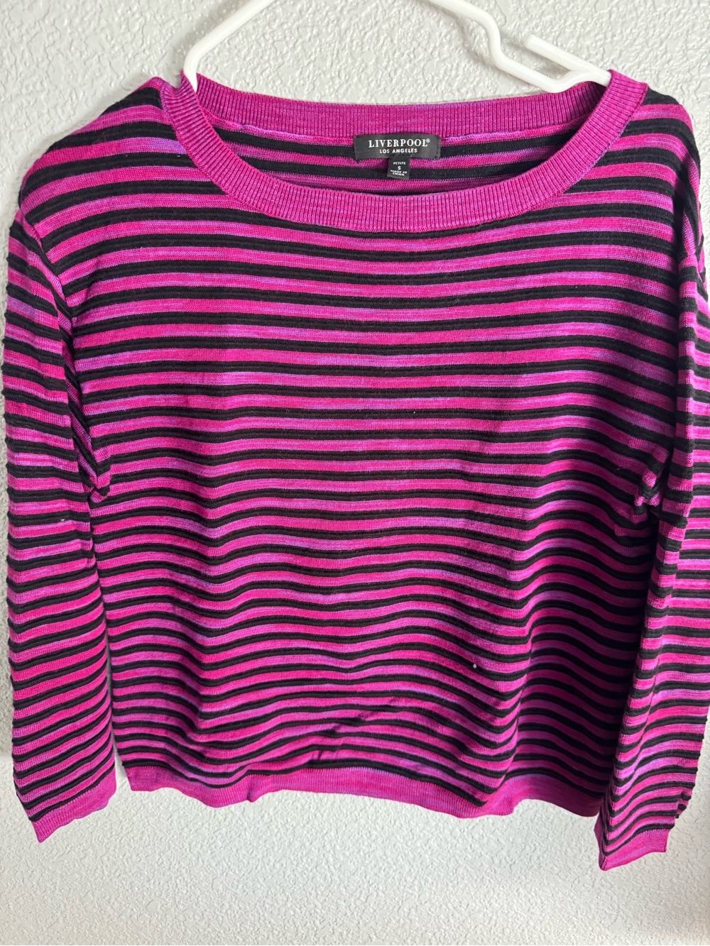 Liverpool Pink and Black Striped Crewneck Sweater